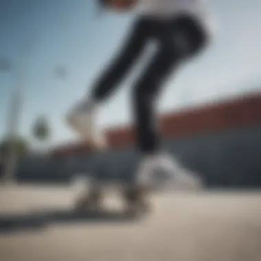 Skater wearing Adidas shoes during a trick