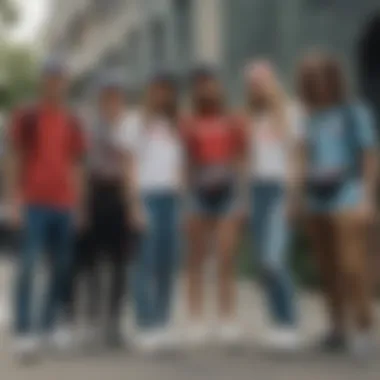 Group of skaters wearing Herschel fanny packs, emphasizing community