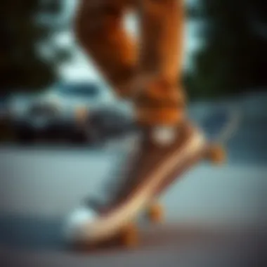 Embodying Skate Culture with Converse Skater wearing Converse Chuck Taylor Leather Brown on a skateboard