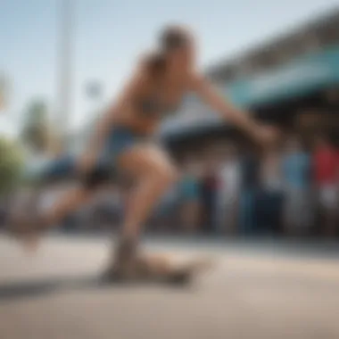 Skater wearing Tilly's Reef sandals during a trick