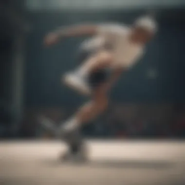 Skater in Action with Nike Colorblock Sneakers Dynamic skateboarding scene featuring a skater wearing Nike Colorblock Sneakers, emphasizing functionality and style.