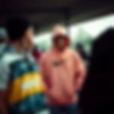 Cultural Symbolism in Skate Culture A group of skaters gathered, highlighting the hoodie as a cultural symbol