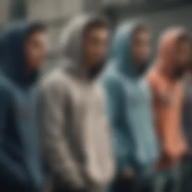 Group of skaters showcasing different hoodie styles