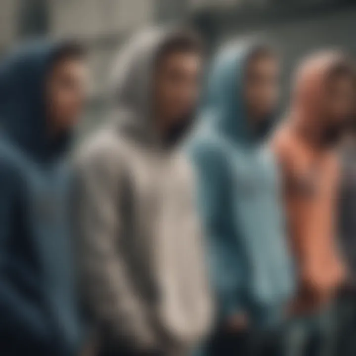 Group of skaters showcasing different hoodie styles