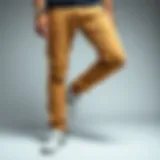 A stylish pair of skinny chino joggers displayed on a minimalist background