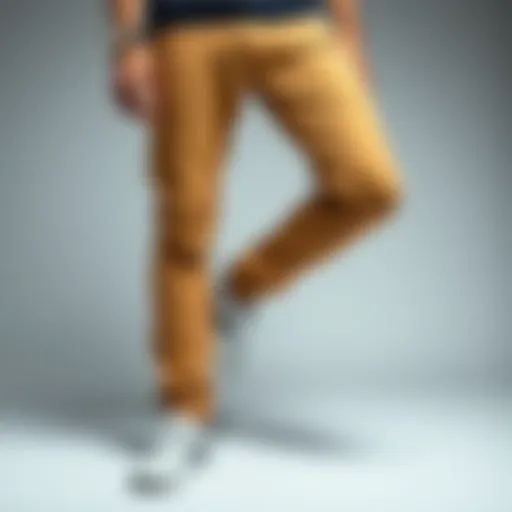 A stylish pair of skinny chino joggers displayed on a minimalist background