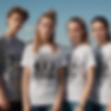 Group of teenagers wearing trendy t-shirts, representing community and identity