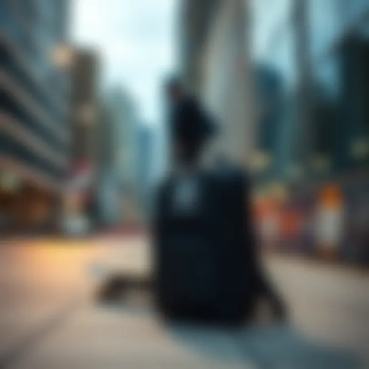 Urban Skateboarding Setting The adidas Lunch Bag Black in an urban skateboarding setting