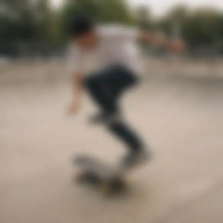 Skateboarding Practice at Skate Park A skateboarder practicing at a skate park