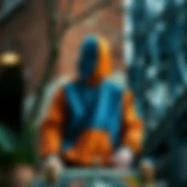 Historical Roots of Skate Culture Historical representation of skate culture featuring the blue and orange hoodie.