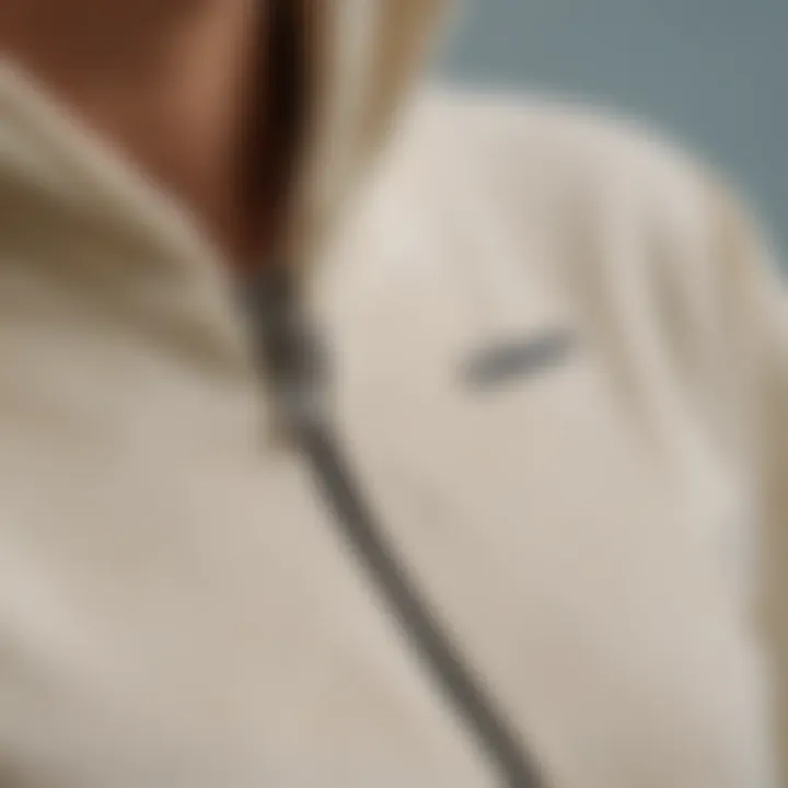 Close-up of the fabric and stitching of the hoodie