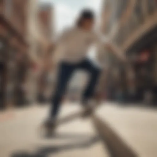 A skateboarder performing a trick in Dickies pants on a ramp