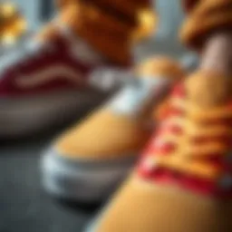 Close-up view of classic slip-on shoes highlighting design details and textures