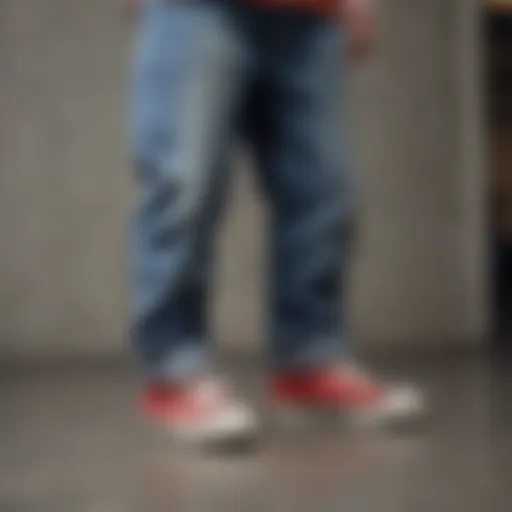 Vintage style baggy denim showcasing its origins in skate culture