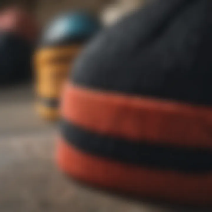 Close-up of different beanie materials and textures