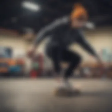 Skateboarder wearing a trendy beanie while performing a trick