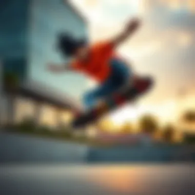 Skateboarder Executing a Dragon Ball Z Inspired Trick A skateboarder performing a trick inspired by Dragon Ball Z