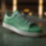 Close-up of Stan Smith sneakers showcasing the iconic green accents