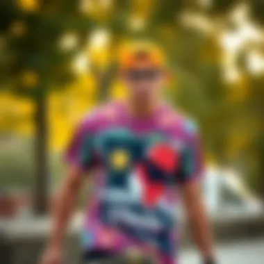 Vibrant graphic t-shirt showcasing skate culture