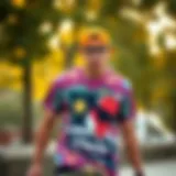 A Vibrant Expression of Skate Culture Vibrant graphic t-shirt showcasing skate culture