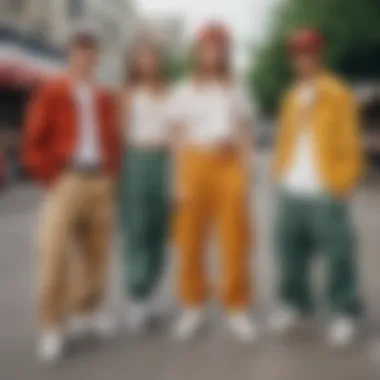 Nostalgic Fashion - 1990s Skaters in Baggy Cargo Pants Vintage photo of skaters from the 1990s wearing baggy cargo pants