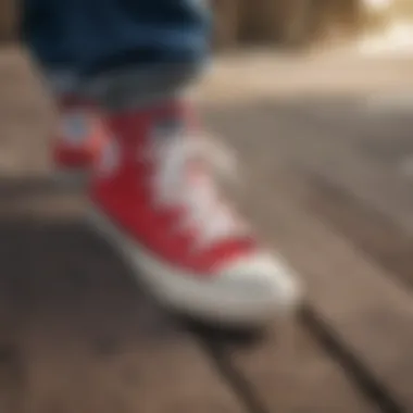 Iconic Converse branding on long sleeve shirts amidst skate gear