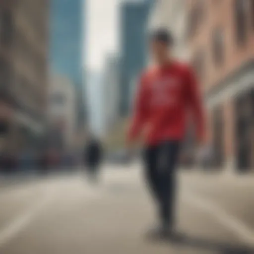 Skaters showcasing Converse long sleeve shirts in an urban setting