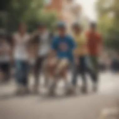 Community Vibes with Happy Lens Group of skaters wearing Happy Lens showcasing style and camaraderie