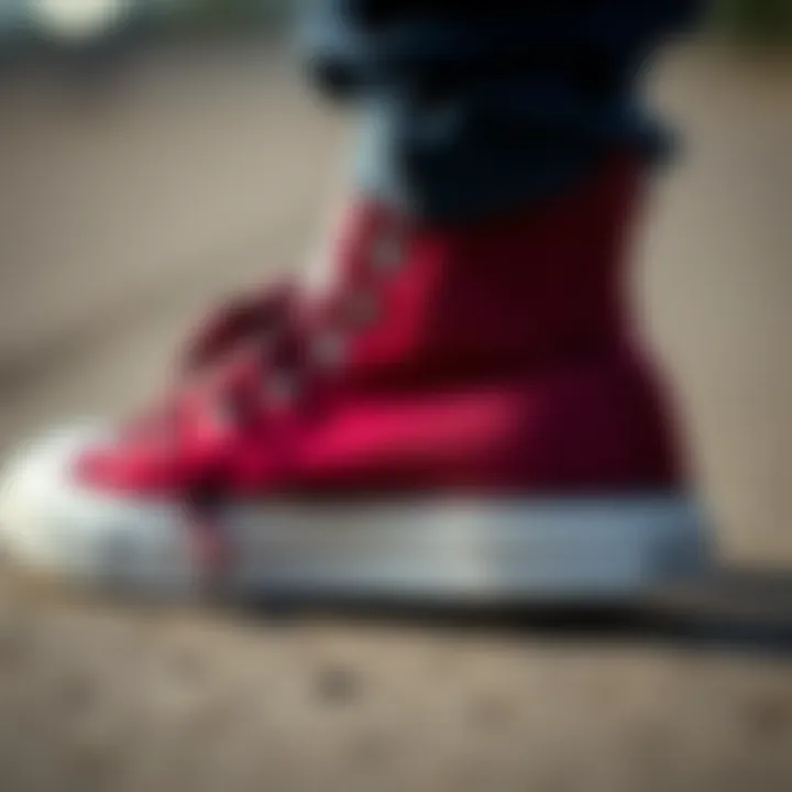 Detail of Maroon Converse Close-up of maroon Converse shoes