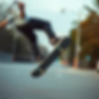 Skateboarding in Style Skateboarder performing tricks while wearing black jeans