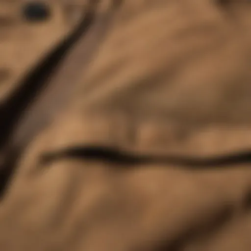 Close-up of brown baggy cargo pants showcasing pockets and fabric texture