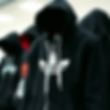 Hoodie Brand Showcase A collection of various brands of black zip-up hoodies with white strings