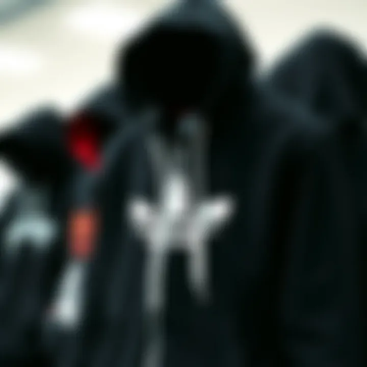 Hoodie Brand Showcase A collection of various brands of black zip-up hoodies with white strings