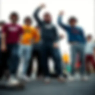 Camaraderie Among Skaters A group of skateboarders demonstrating camaraderie in Vans sweatpants