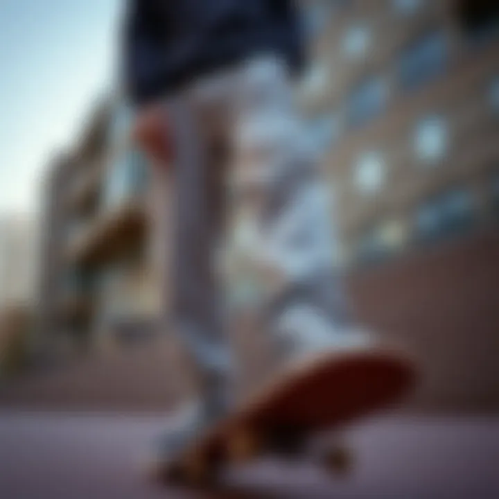 Urban Style with Vans Sweatpants A stylish skateboarder wearing Vans sweatpants showcasing urban street culture