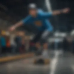 Dynamic train skating moment showcasing skill and balance