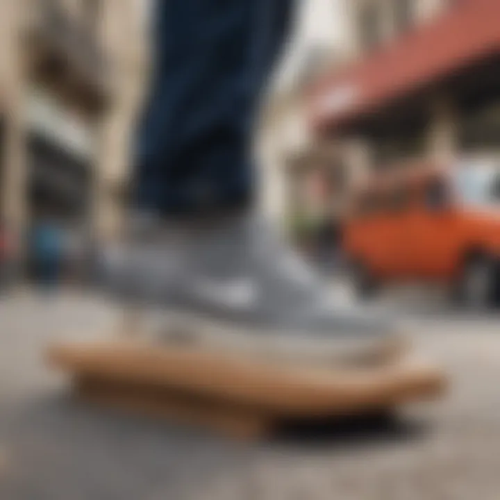 Group of diverse skateboarders wearing Janoski Air Max in an urban setting.