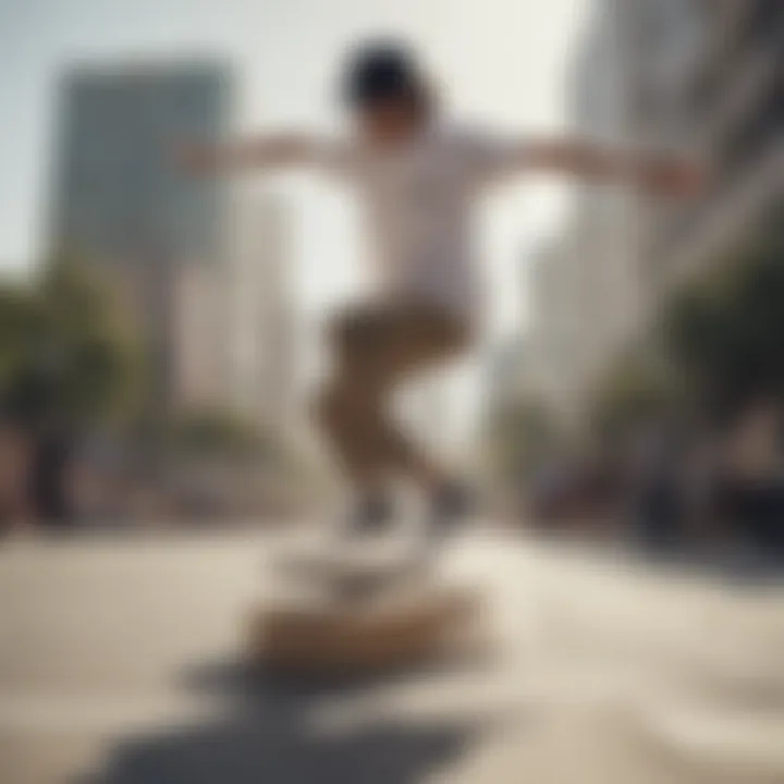 Skater performing a trick while wearing Janoski Air Max sneakers.