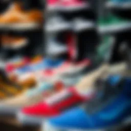 A vibrant display of Vans skate shoes showcasing various styles and colors.