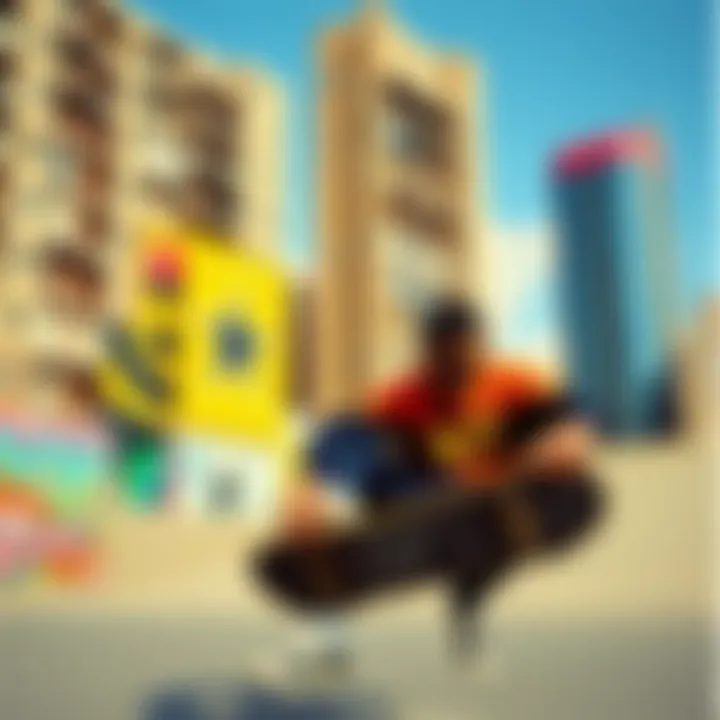 A vibrant urban backdrop highlighting the essence of skate culture
