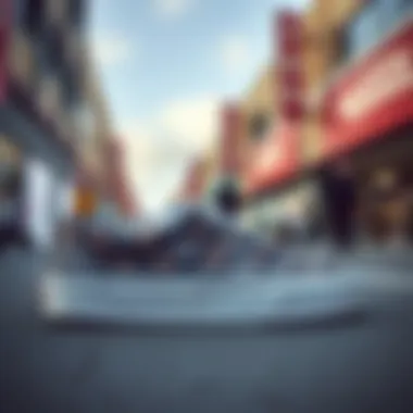 Vans in Urban Culture: A Symbol of Skateboarding Vans branding and skateboard graphics in urban environment