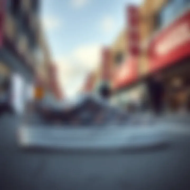 Vans in Urban Culture: A Symbol of Skateboarding Vans branding and skateboard graphics in urban environment