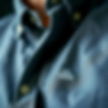 Craftsmanship and Quality in Every Stitch Close-up of Vans dress shirt fabric, highlighting craftsmanship and detail.