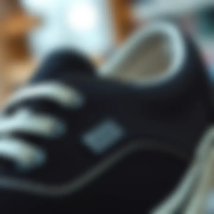 Close-Up of Design Details Close-up of Vans Marshmallow Black detailing