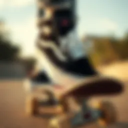 Stylish Vans Marshmallow Black shoes on a skateboard