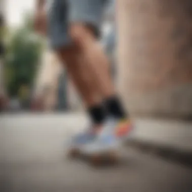 Skateboarder wearing Vans Pride Shoes in an urban setting