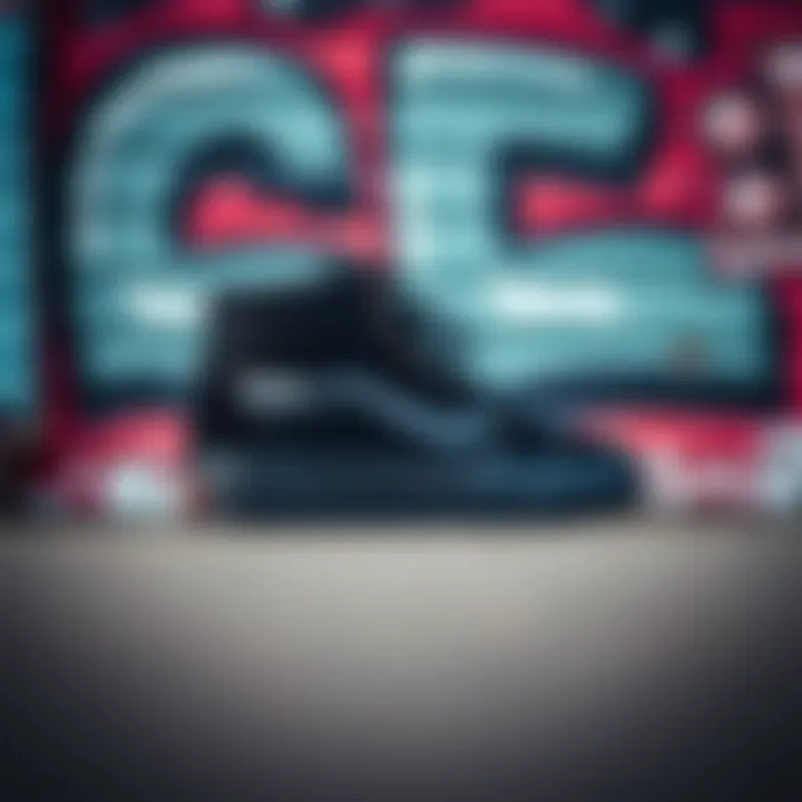 Vans Sentry Black Against Urban Graffiti Artistic shot of the Vans Sentry Black against a graffiti backdrop