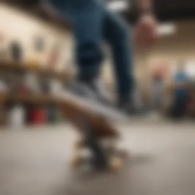 Supportive Performance of Vans Shoes A skateboarder performing tricks with Vans shoes showcasing insole support.