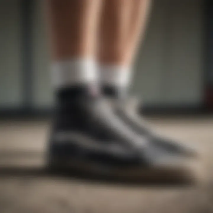 Close-up of Vans short socks highlighting material texture