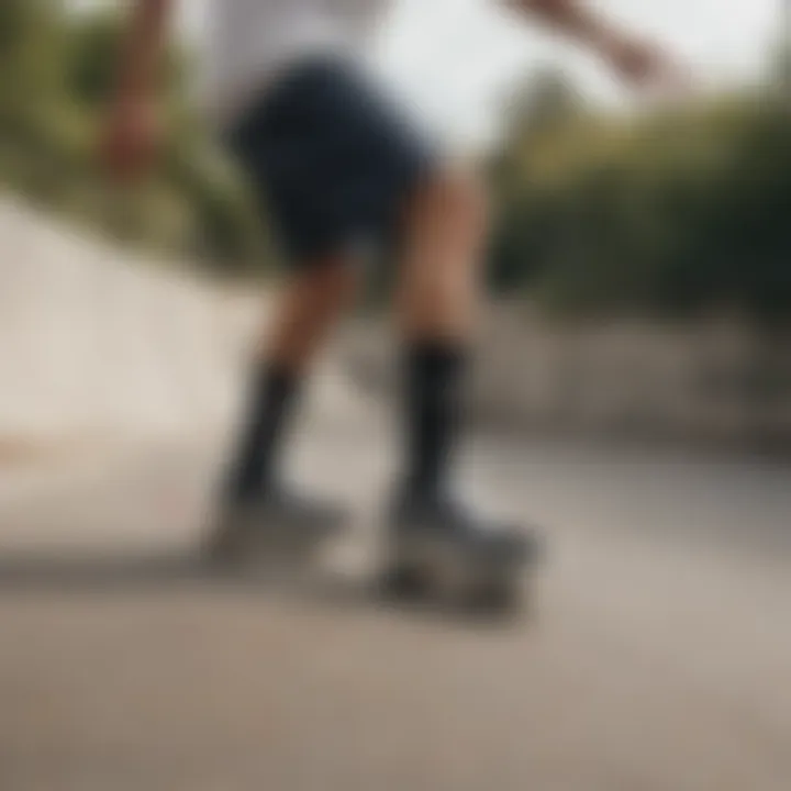 Skateboarder wearing Vans short socks during a session